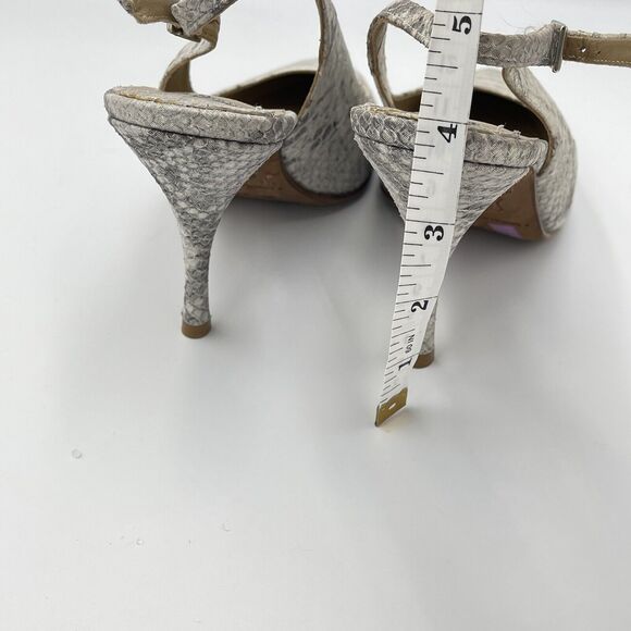 Donald J Pliner BRIGHT Leather Slingback Heels WOMENS SIZE 6.5 Shoe Silver Snake - Picture 5 of 7